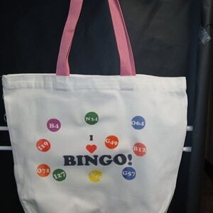 Chic White Tote Bag with Pink Handles